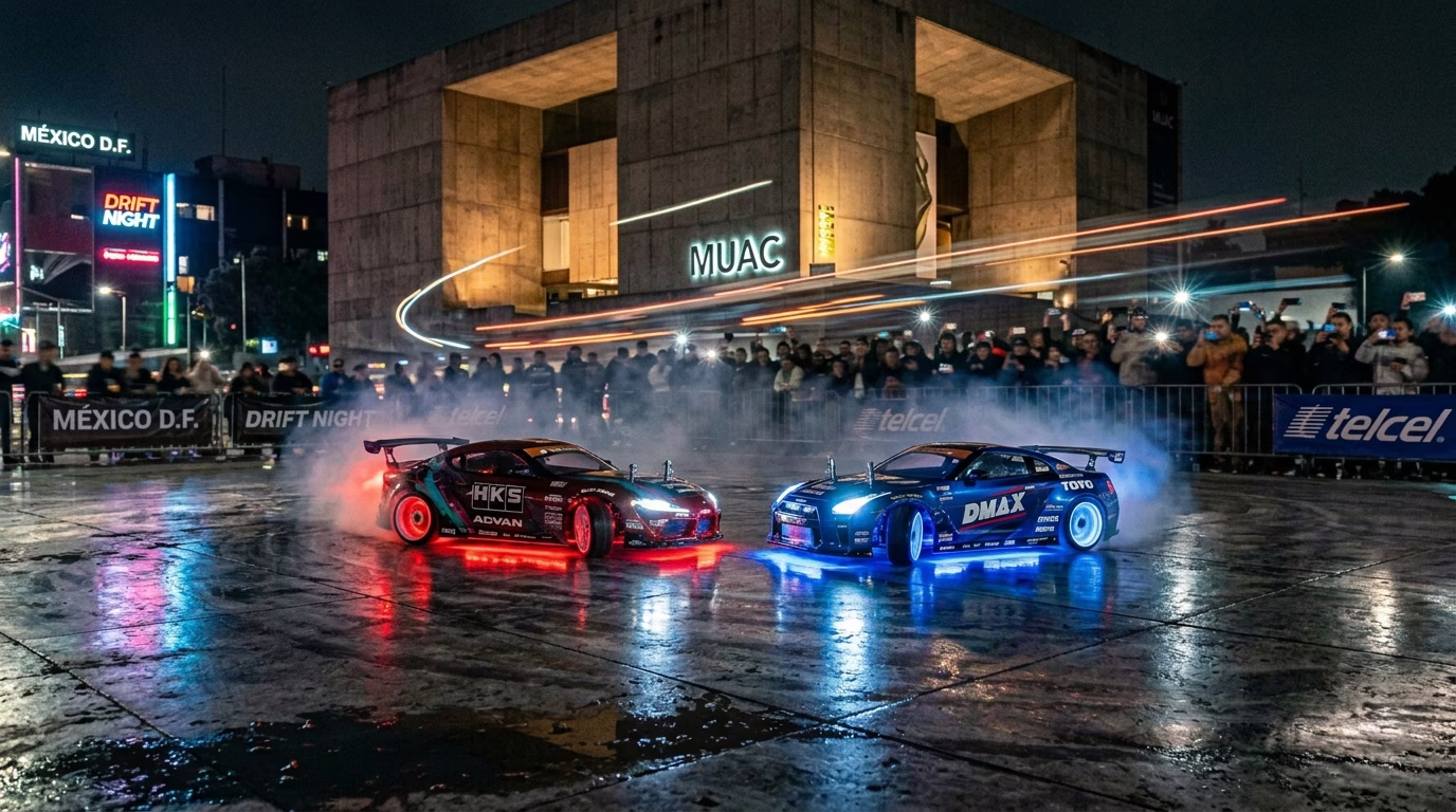 RC drift en curva de competencia — técnica de sobreviraje